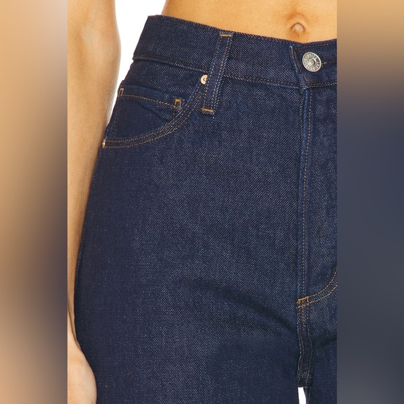 NEW PAIGE Sawyer 100% Cotton High Rise Wide Leg Jeans Dark Blue 34” sz 28 - Picture 6 of 12